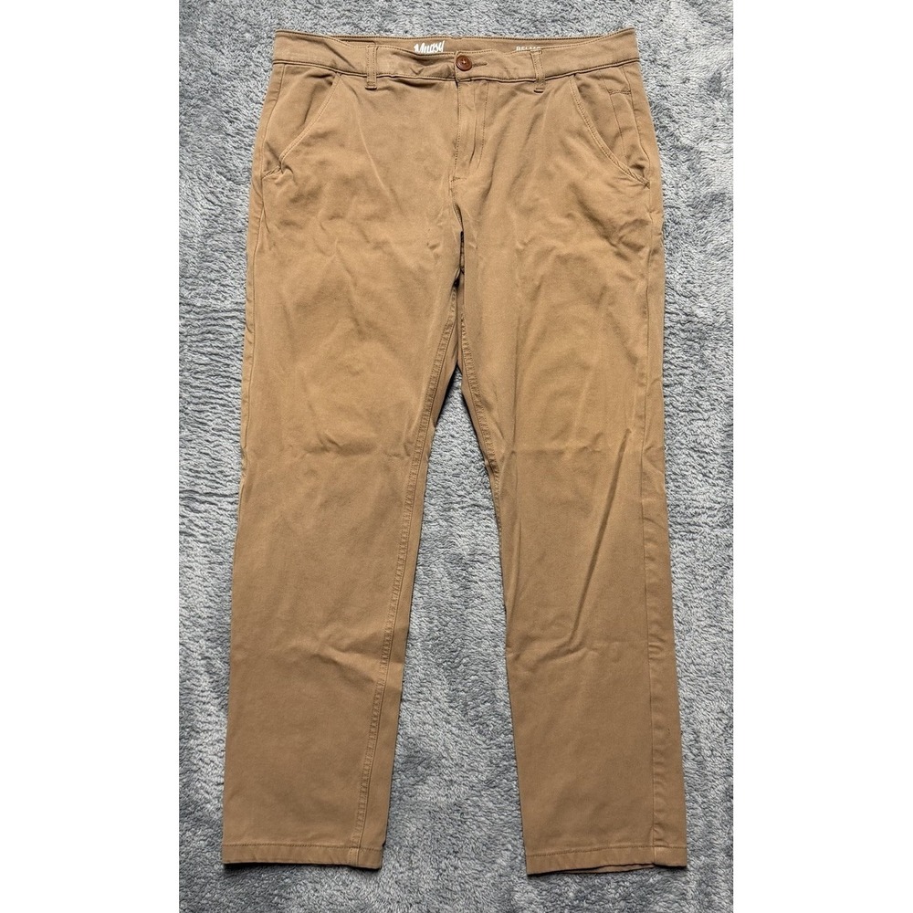 Mugsy Pants Mens 34x30* Brown Belmonts Chinos Cotton Stretch Straight Leg